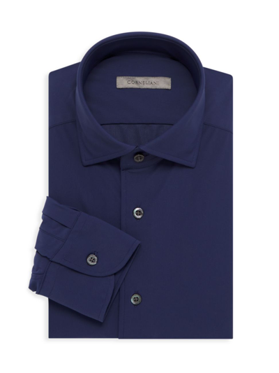 Corneliani Men's Stretch Button-front Dress Shirt In Medium Blue