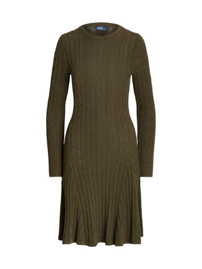 Polo Ralph Lauren Women's Cable-knit Cotton-blend Sweaterdress In Canopy Olive