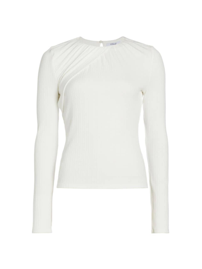 Derek Lam 10 Crosby Women's Lison Keyhole Long-sleeve T-shirt In Ivory