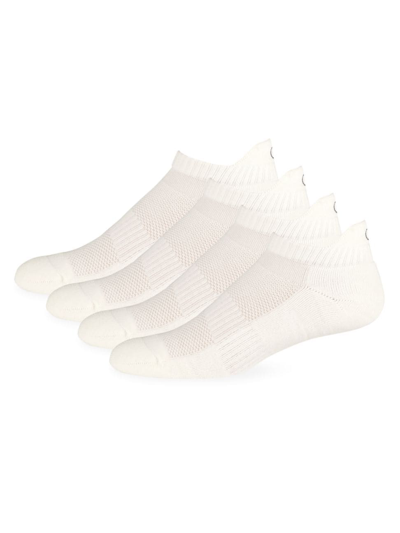London Sock Company Men's Simply Active 4-piece Ankle Sock Set In White