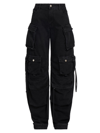 Attico Black Denim Fern Cargo Jeans