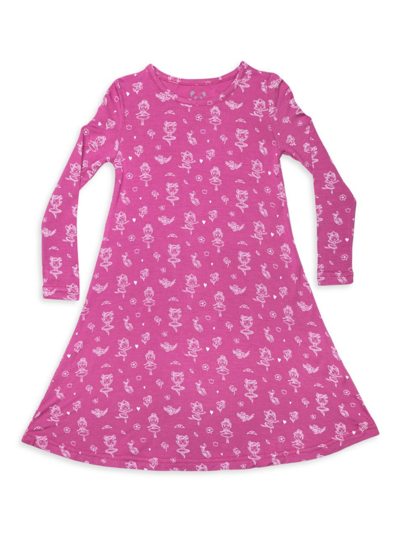 Bellabu Bear Kids' Little Girl's & Girl's Ballerina Long-sleeve Dress In Dark Pink