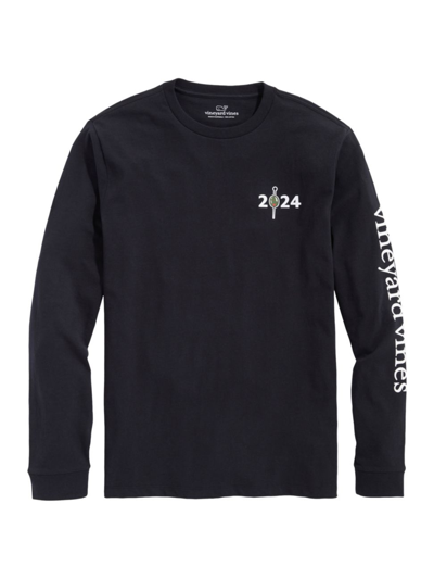Vineyard Vines Nye Martini Glass Whale Long Sleeve Graphic T-shirt In Jet Black