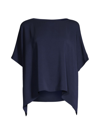 Natori High-low Boat-neck Crepe Blouse In Midnight
