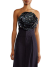 Cynthia Rowley Women's Sequined Floral Bandeau Top In Black