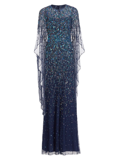 Jenny Packham Delphine Sequin-embellished Gown Dress In Squid Ink