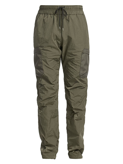 John Elliott Men's High Shrunk Nylon Cargo Trousers In Olive