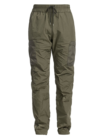 John Elliott Men's High Shrunk Nylon Cargo Pants In Olive