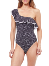 PROFILE BY GOTTEX WOMEN'S BASH SPOTTED FLOUNCE ONE-PIECE SWIMSUIT