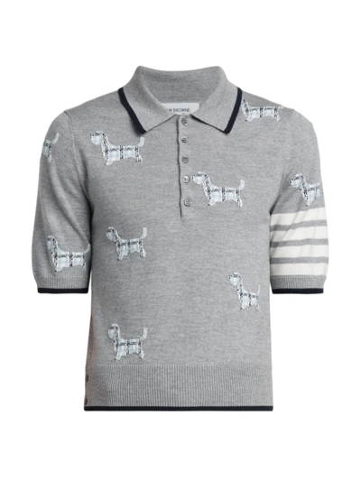 Thom Browne Gray Hector 4-bar Stripe Polo In Light Grey