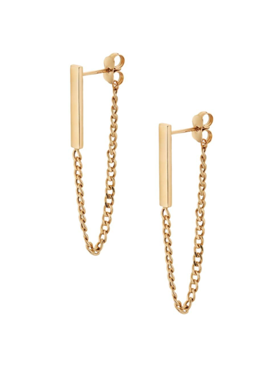 Oradina Women's 14k Yellow Gold Carmine Curb Bar Drop Earrings