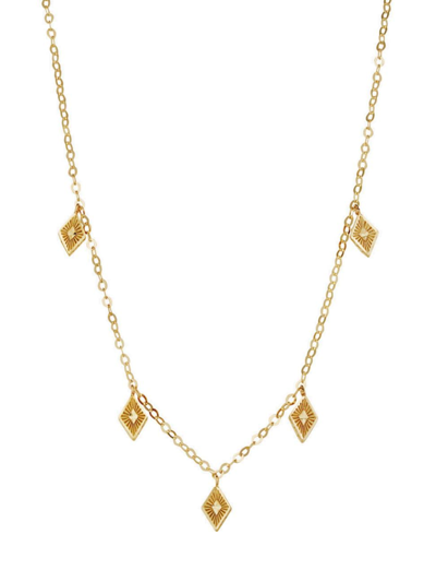Oradina Women's 14k Yellow Gold Roma Diamond Station Charm Necklace