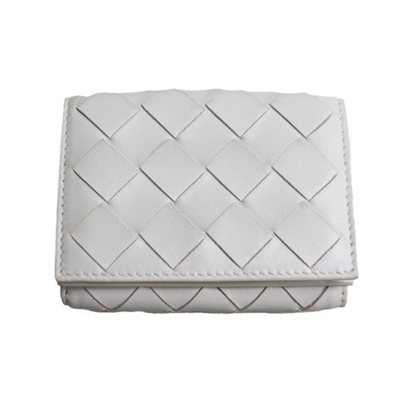 Bottega Veneta Intrecciato White Leather Wallet  ()
