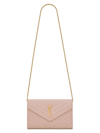 Saint Laurent Women's Classic Cassandre Chain Wallet In Grain De Poudre Leather In Pale Pink