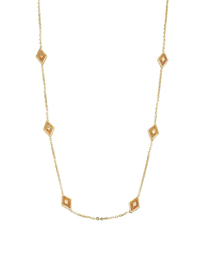 Oradina Women's 14k Yellow Gold Roma Diamond Station Necklace