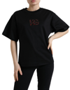 Dolce & Gabbana Black Cotton Dg Crystal Crewneck Tee T-shirt In Black