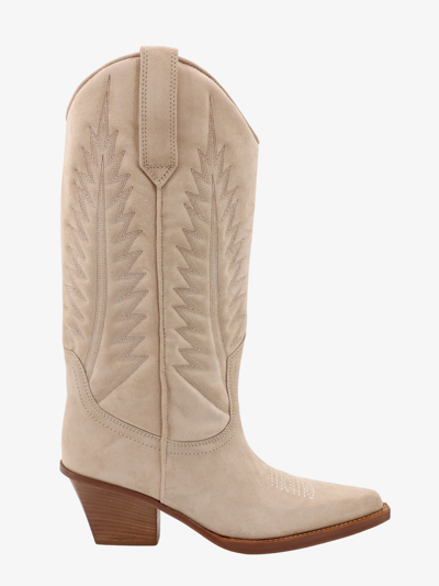 Paris Texas 70mm Embroidered-motif Suede Boots In Beige