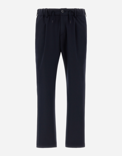 Herno Easy Suit Stretch Trousers In Navy Blue