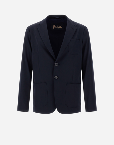 Herno Blazer In Easy Suit Stretch In Blue