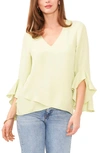 Vince Camuto Flutter Sleeve Tunic In Foam Green