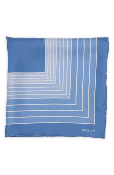 Tom Ford Silk Pocket Square In Avian Blue