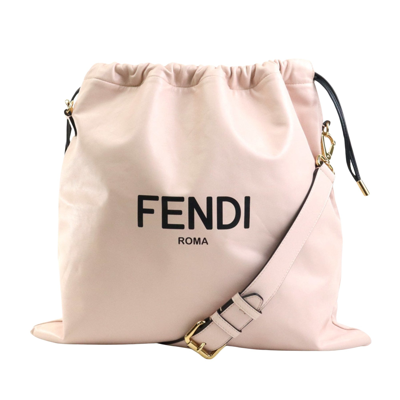 Fendi Drawstring Pink Leather Shoulder Bag ()