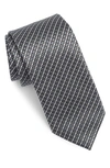 Tom Ford Mens Multicolor Dark Grey Geometric-print Wide-blade Silk Tie