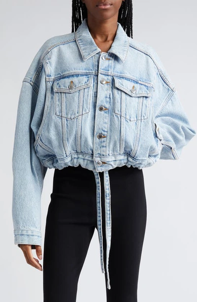 Alexander Wang Cinch Hem Trucker Jacket In Denim In Bleach