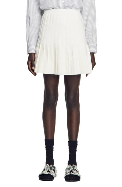 Sandro Ilnade Pleated Knit Skirt In White