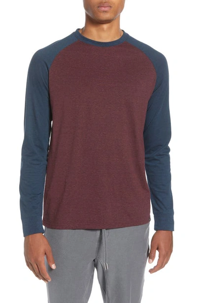 Threads 4 Thought Raglan Long Sleeve Crewneck T-shirt In Maroon Rust/midnight