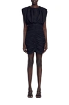 Sandro Diamant Ruched Mini Dress In Black