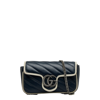 GUCCI GUCCI GG MARMONT NAVY LEATHER SHOULDER BAG (PRE-OWNED)
