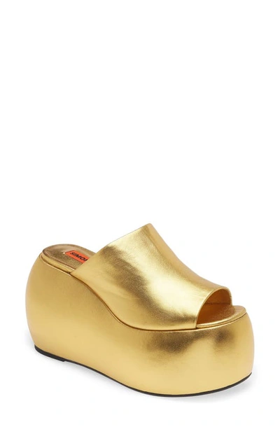 Simon Miller Bubble Vegan Metallic Platform Sandals In Star Gold