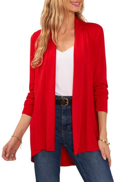 Vince Camuto Open Front Cardigan In Red