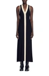 Sandro Gabriella Rib Sleeveless Button Front Maxi Sweater Dress In Black / Ecru