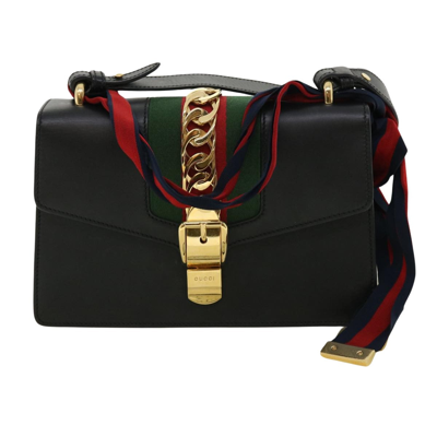 Gucci Sylvie Black Leather Shoulder Bag ()