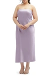 After Six Strapless Charmeuse Midi Cocktail Dress In Lilac Haze
