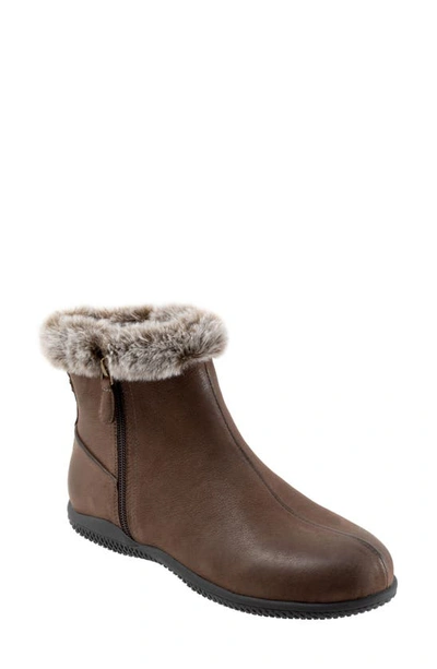 Softwalk Helena Faux Fur Bootie In Dark Brown Nubuck