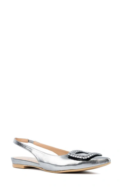 AQUATALIA JANETTA BUCKLE METALLIC WEATHERPROOF SLINGBACK FLAT