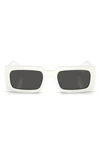 Prada Logo Acetate Rectangle Sunglasses In Bone Dark Grey