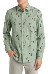 Paul Smith Tailored Fit Floral Cotton Dress Shirt In Olive