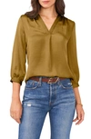 Vince Camuto Rumple Satin Top In Olive