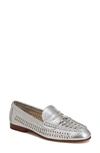 Veronica Beard Woven Metallic Penny Loafers In Silver