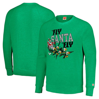 Homage Unisex  Kelly Green Philadelphia Eagles Holiday Raglan Tri-blend Pullover Sweatshirt