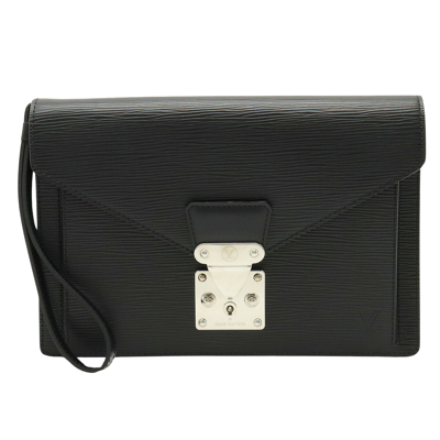 Pre-owned Louis Vuitton Sellier Drangonne Black Leather Clutch Bag ()