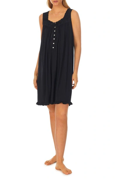 Eileen West Sleeveless Short Jersey Nightgown In Black