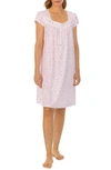 Eileen West Floral Cap Sleeve Short Nightgown In Pink Floral