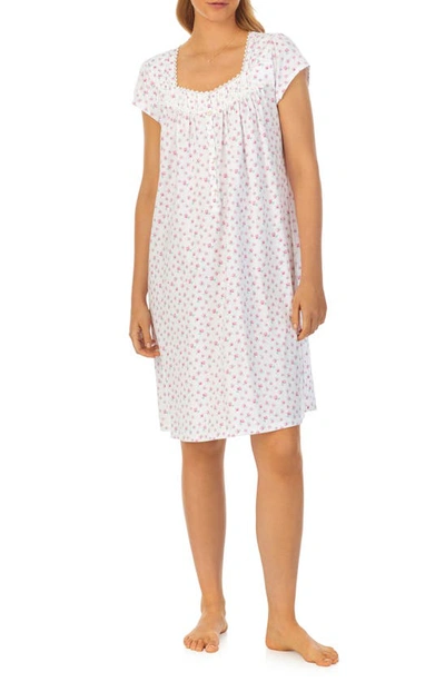 Eileen West Floral Cap Sleeve Short Nightgown In Rose Print