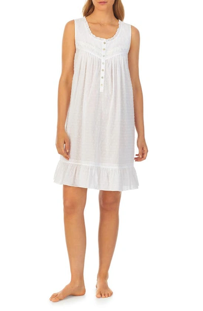 Eileen West Sleeveless Swiss Dot Short Nightgown In White