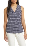 Anne Klein Polka Dot Pleat Neck Shell In Distant Mt/ Anne White